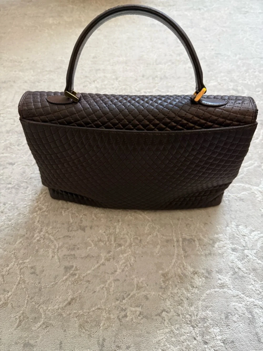 Bally Quilted Leather Satchel
Dark Brown with Gold Hardware - Picture 6 of 14